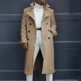 thumbnail image 1 of Winter Men's Solid Color Single-faced Wool Overcoat Double-breasted Extended Coat Khaki XXXL, 1 of 5