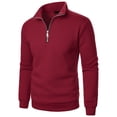 thumbnail image 1 of Winter Men's Sweatshirts Quarter Zip Pullover Running 1/4 Zip Long Sleeve Fall Sweaters Wine L, 1 of 4