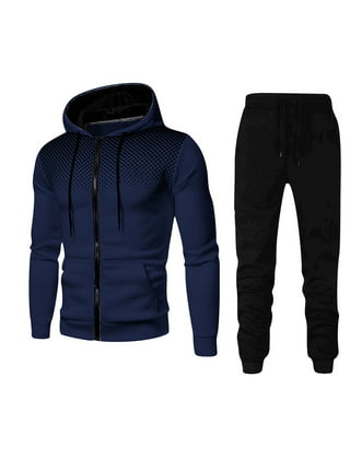 Mens Hooded Tracksuit Set,2 Piece Outfits Plain Warm Fleece Hoodie Jacket  and Pants Winter Sweatsuit Jogging Bottoms Sportswear Sports Suit with  Pockets UK Size 10-22 
