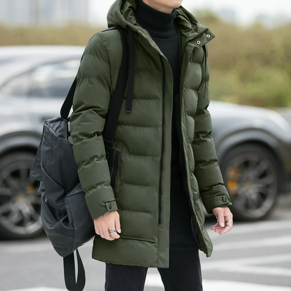 Winter Mens Jackets Men Hooded Casual Long Down Jackets Thicker Warm Parkas Male Outwear Winter Coats Slim Fit Jackets Size