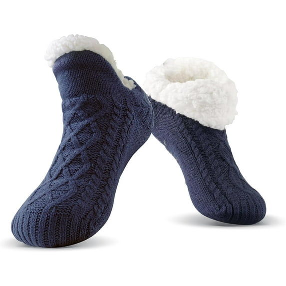 Winter Mens Slipper Socks, Mens Fuzzy Thermal Winter Cozy Fleece-Lined Warm Non-Slip Socks for Tile Floors