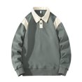 thumbnail image 1 of Winter Mens Sweatshirt Green Long Sleeved Zipper Solid Color Without Plus Size 4XL, 1 of 6