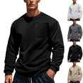 thumbnail image 1 of Winter Mens Sweatshirt Trendy Casual Solid Color Splicing Long Sleeved Round Neck Fall Shirt For Outerwear, 1 of 1