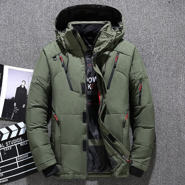 Winter Mens White Duck Down Jacket Warm Hooded Thick Slim Fit Puffer Jacket Coat Male Casual High Quality Overcoat Thermal Walmart