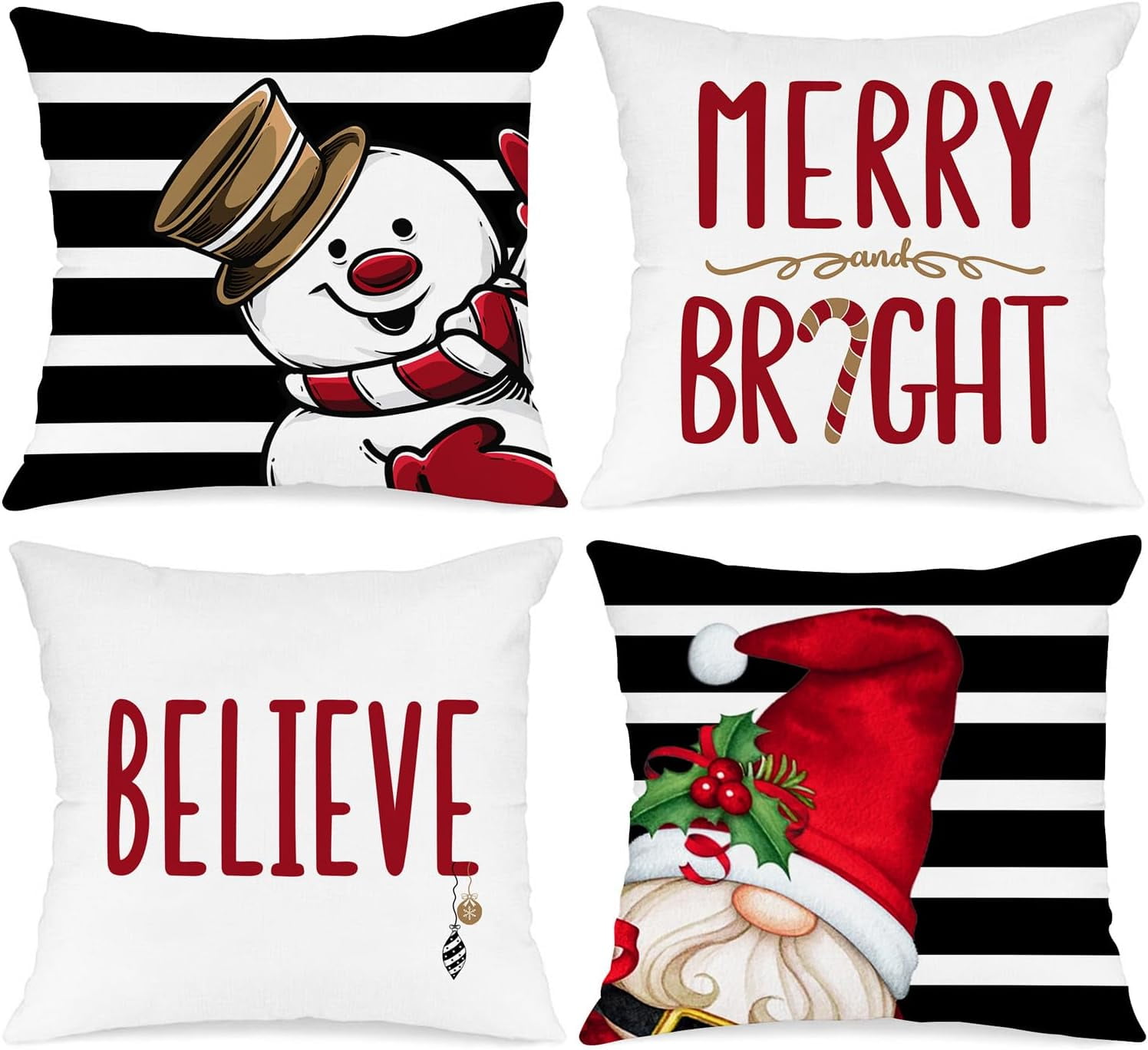 Winter Merry Christmas Throw Pillow Covers 22x22 Set of