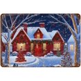 thumbnail image 1 of Winter Metal Signs Christmas Tree, Snow, Vintage Tin Sign Christmas Home Decor Cabin Wall Sign Decor Chic Shabby Farmhouse Tin Sign Yard Sign, Garden Sign, Garage Sign 12x8 inches, 1 of 8