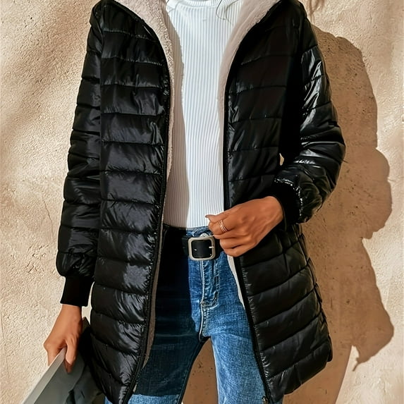 Winter Mid-Length Hooded Slim Fleece Thickened Jacket Warm Jacket