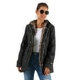 thumbnail image 1 of Women’s Winter Mid-Length Hooded Coat with Removable Plush Liner Thick Warm Windbreaker Jacket Black Size L, 1 of 7