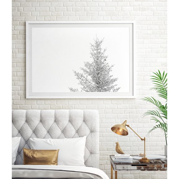 Winter Minimalist Snowy Pine Tree Landscape Photography Forest Wall Art, Unframed Paper Poster 8x10in