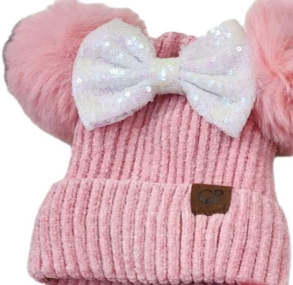 Disneyland Paris Pink Minnie Knit Beanie  Pom Pom Fleece Lined Hat Adult Disney Minnie Mouse Character Pom Word Mark Beanie Knit  main image 3