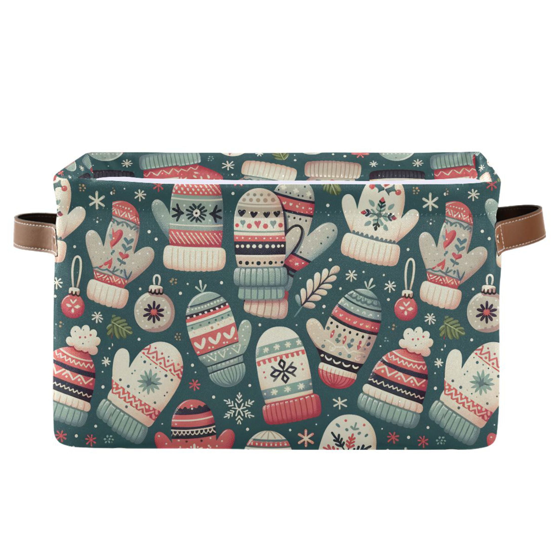 Winter Mittens and Snow Storage Bins with Handle Fabric Organizer ...