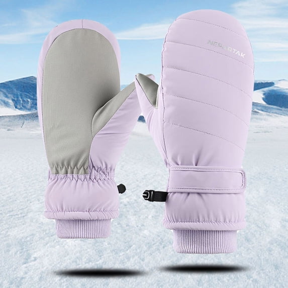 Winter Mittens for Women Cold Weather Warm Ski Mittens with Adjustable Strap and Ribbed Cuff for Snow