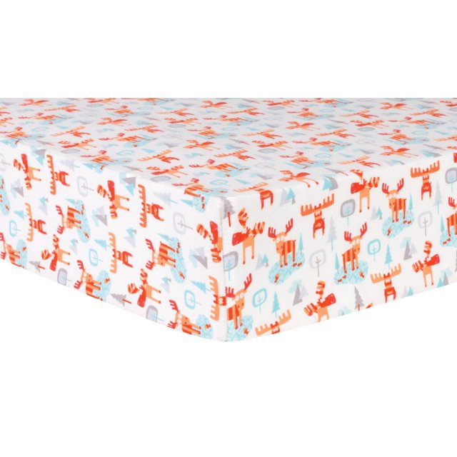 Winter Moose Deluxe Flannel Fitted Crib Sheet