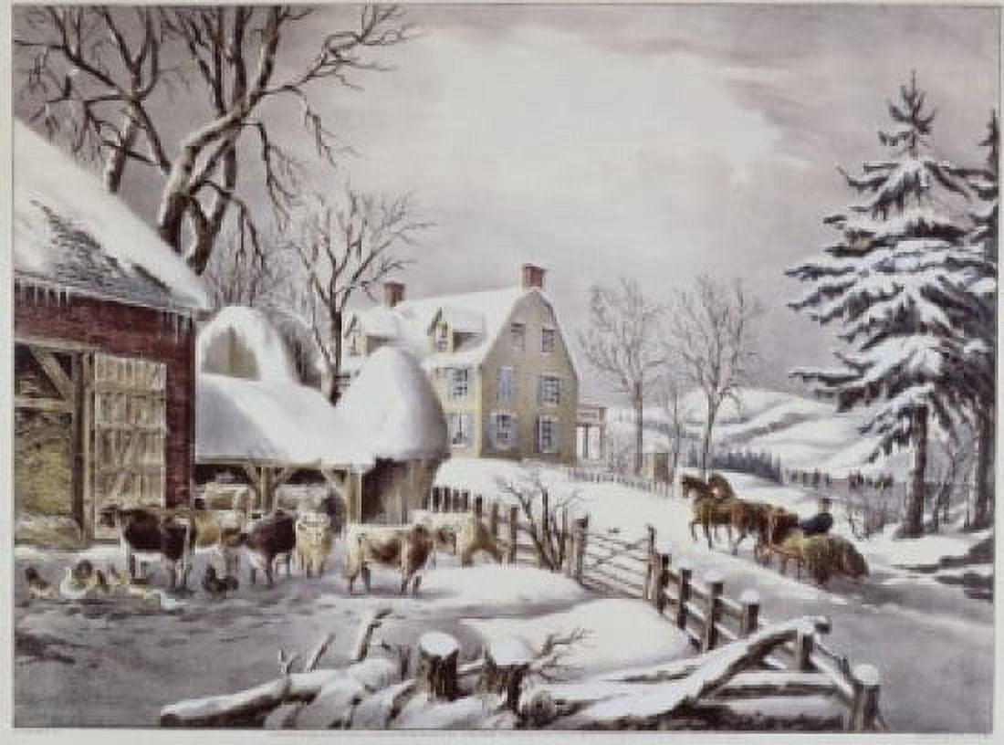 Winter Morning 1861 Currier & Ives (active 1857-1907American) Lithograph Canvas Art - Currier & Ives (18 x 24)