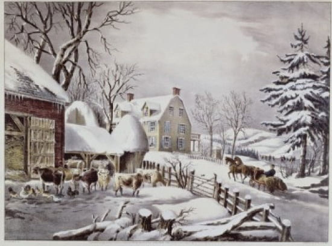 Winter Morning 1861 Currier & Ives (active 1857-1907American) Lithograph Canvas Art - Currier & Ives (24 x 36)