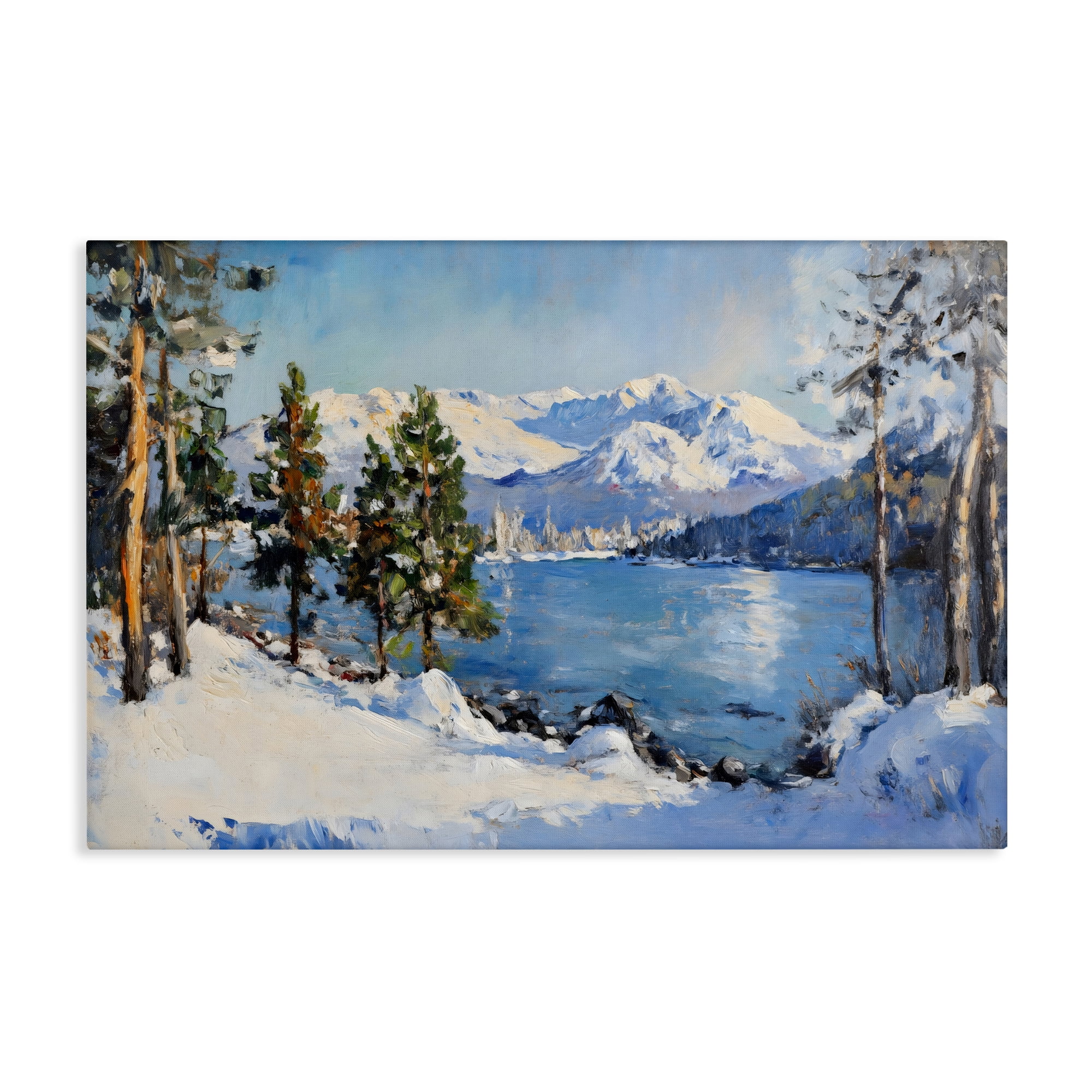 Winter Mountain Lake Canvas Wall Art, design by Petal Prints Design