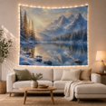 thumbnail image 1 of Winter Mountain Lake with Snowy Pines, Serene Photography Style for Nature Lovers, Alpine Landscape Wall Art, Housewarming Gift, Tapestry Wall Hanging for Living Room and Bedroom, 1 of 7