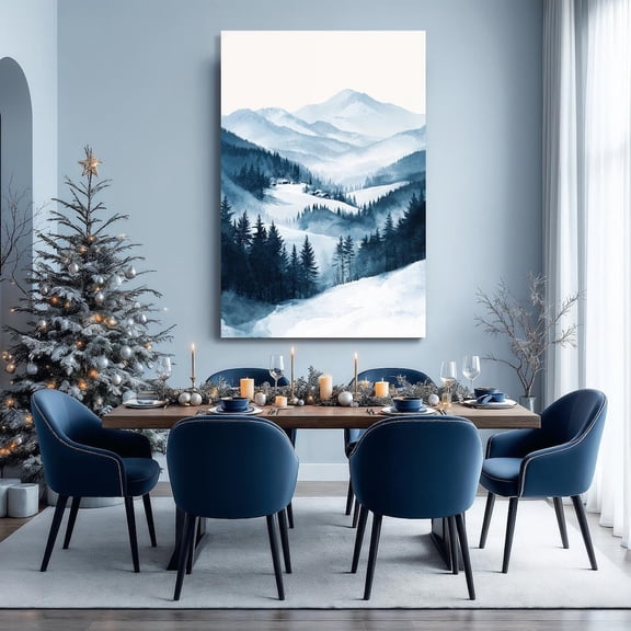 Winter Mountain Landscape Wall Art Snowyest And Mountains Poster Serene Wall Decor Calm Scenery Poster Ready To Hang Warm Present Vintage UNFRAMED Poster Size 8x12