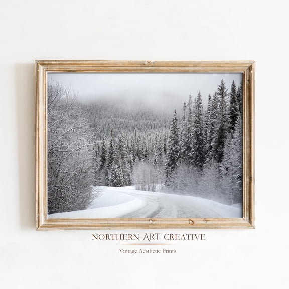 Winter Mountain'S Forest Landscape Wall Art, Vintage Seasonal Wall Decor, Antique Winter, Home Decor #2519, Unframed Poster Size 16x24