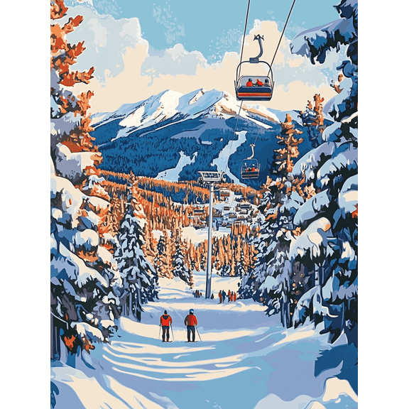 Winter Mountain Ski Resort Canvas Painting/Wall Art Perfect for Living Room Bedroom Office Cabin Ski Lodge Decoration