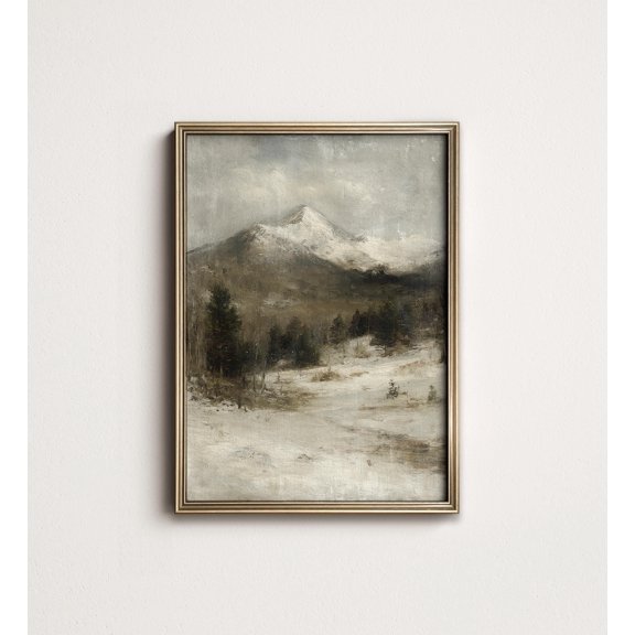Winter Mountains , Pine Tree Landscape Wall Art, Decor W1-104 UNFRAMED Poster, Wall Art for Decor, Present, 8x12