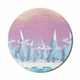 thumbnail image 1 of Winter Mouse Pad for Computers, Cartoon Style Fantasy Landscape with Ice Mountains Leafless Trees and Colorful Sky, Round Non-Slip Thick Rubber Modern Mousepad, 8" Round, Multicolor, by Ambesonne, 1 of 2