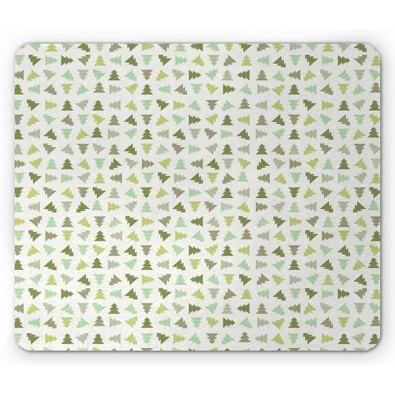 Winter Mouse Pad, Little Triangular Xmas Pine Trees in Shades of Green Retro Holiday Elements, Rectangle Non-Slip Rubber Mousepad, Multicolor, by Ambesonne