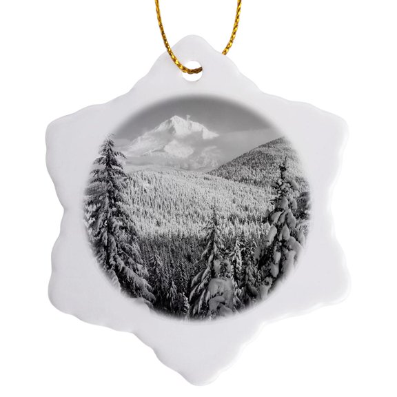 3drose, Winter, Mt Hood National Forest, Oregon, Usa - Us38 Swe0039 - Stuart Westmorland, 3 inch Snowflake Porcelain Ornament