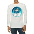 thumbnail image 1 of Winter NIght Background Graphic Long Sleeve Crewneck Tee - White XL, 1 of 4