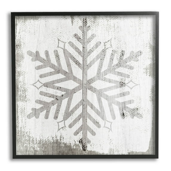 Winter Nature Snowflake Shape Holiday Graphic Art Black Framed Art Print Wall Art