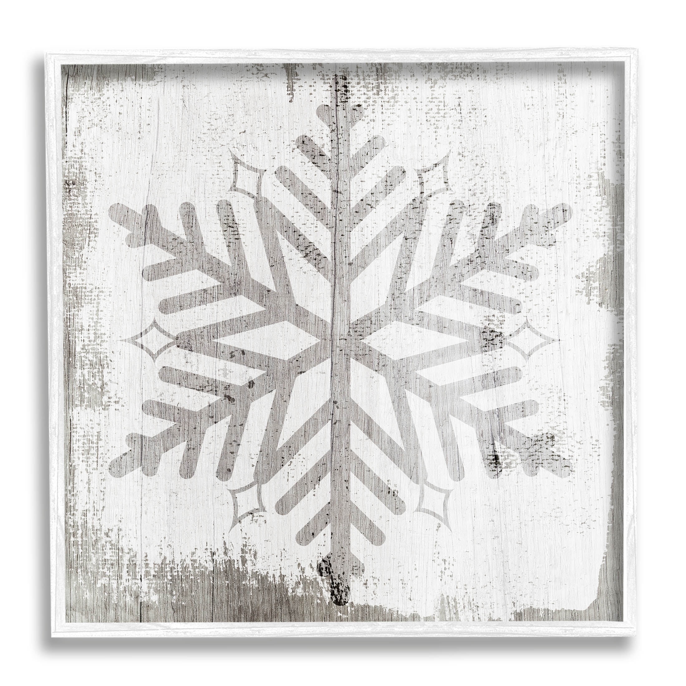 Winter Nature Snowflake Shape Holiday Graphic Art White Framed Art Print Wall Art