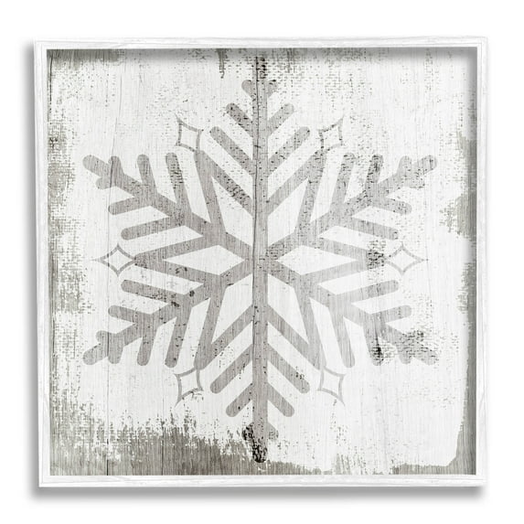 Winter Nature Snowflake Shape Holiday Graphic Art White Framed Art Print Wall Art