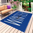 thumbnail image 1 of Winter Navy Blue Outdoor Rug 5x8 Ft, Non Slip Washable Area Rug, Christmas Xmas Modern Minimalist Words Art Patio Rugs Carpet Runner, Large Floor Mat for Indoor/Outdoor Deck Porch Camping, 1 of 8