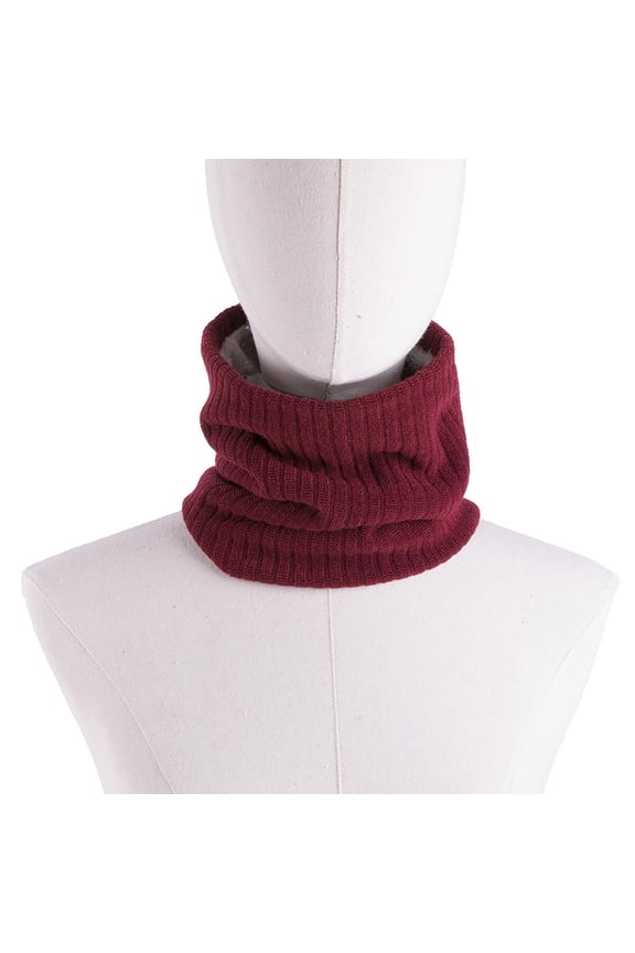 Winter Neck Gaiter, Double Layer Fleece Lined Knit Tube Scarf for Men and Women, Warm Cold Weather Neck Protection for Outdoor Activities, Stretchy Comfortable Face Mask Scarf - Red2
