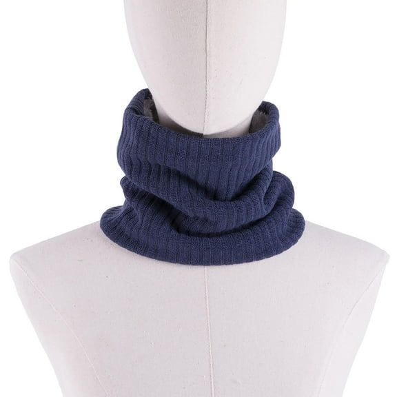 Winter Neck Gaiter, Double Layer Fleece Lined Knit Tube Scarf for Men and Women, Warm Cold Weather Neck Protection for Outdoor Activities, Stretchy Comfortable Face Mask Scarf - Blue