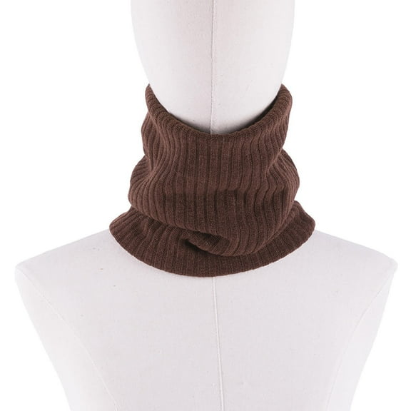 Winter Neck Gaiter, Double Layer Fleece Lined Knit Tube Scarf for Men and Women, Warm Cold Weather Neck Protection for Outdoor Activities, Stretchy Comfortable Face Mask Scarf - Coffee