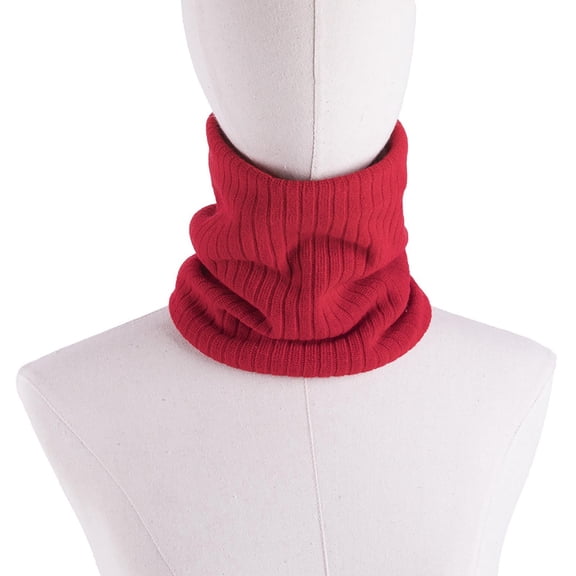Winter Neck Gaiter, Double Layer Fleece Lined Knit Tube Scarf for Men and Women, Warm Cold Weather Neck Protection for Outdoor Activities, Stretchy Comfortable Face Mask Scarf - Red1