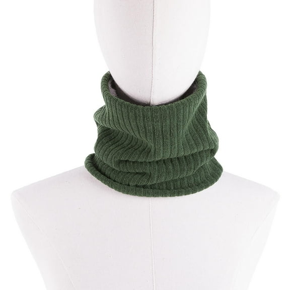 Winter Neck Gaiter, Double Layer Fleece Lined Knit Tube Scarf for Men and Women, Warm Cold Weather Neck Protection for Outdoor Activities, Stretchy Comfortable Face Mask Scarf - Green
