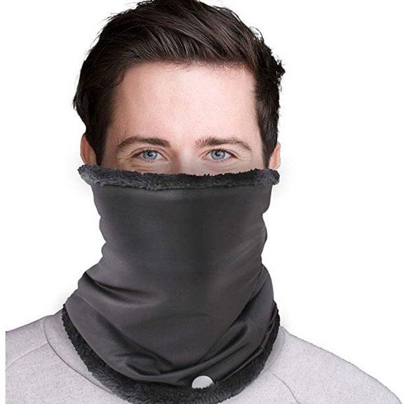 Winter Neck Gaiter Face Mask with Fleece Lining, Black, Single Pack