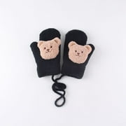 Winter Neck Hanging Children Kids Accessories Full Finger Knitted Plush Mittens Gloves Girl Gloves Mitten Handschoen 3