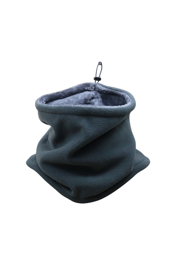 Winter Neck Warmer Double-Layer Fleece Neck Gaiter With Adjustable Drawstring Thermal Snood Face Mask Tube Scarf Khaki
