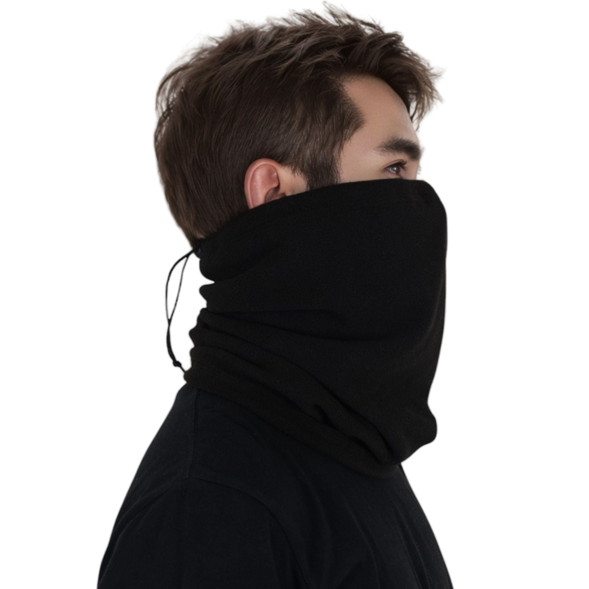 Winter Neck Warmer Fleece Gaiter Neck Cover Balaclava Outdoor Windproof Face Cover Mask for Women Men- Black