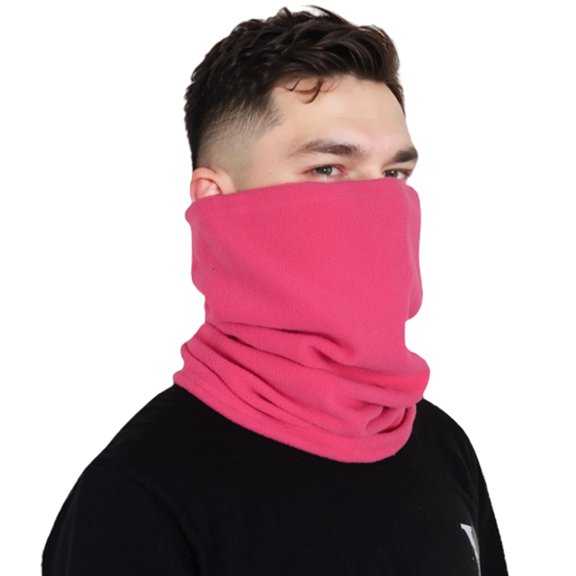 Winter Neck Warmer Fleece Gaiter Neck Cover Balaclava Outdoor Windproof Face Cover Mask for Women Men- Hot Pink