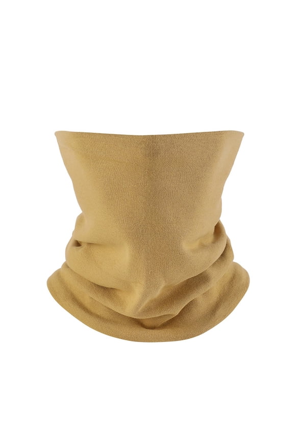 Winter Neck Warmer Gaiter Balaclava Windproof Face Mask Double-Layer Cashmere Feel Circle Scarf for Men Women, Thermal Ski Snowboard Scarf, Khaki
