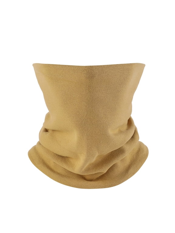 Winter Neck Warmer Gaiter Mask Balaclava Windproof Face Mask Ski Snowboard Double-Layer Cashmere Feel Circle Scarf Khaki