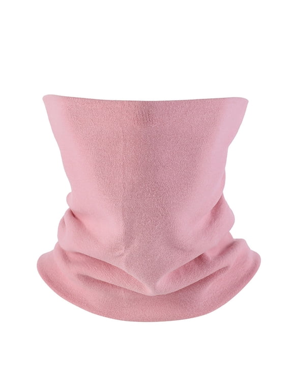 Winter Neck Warmer Gaiter Mask Balaclava Windproof Face Mask Ski Snowboard Double-Layer Cashmere Feel Circle Scarf Pink