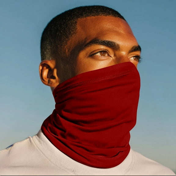 Winter Neck Warmer for Men & Women, Fleece Neck Gaiter Face Scarf, Thick Windproof Gaiter Mask for Cold Weather Sports Deep Red Free