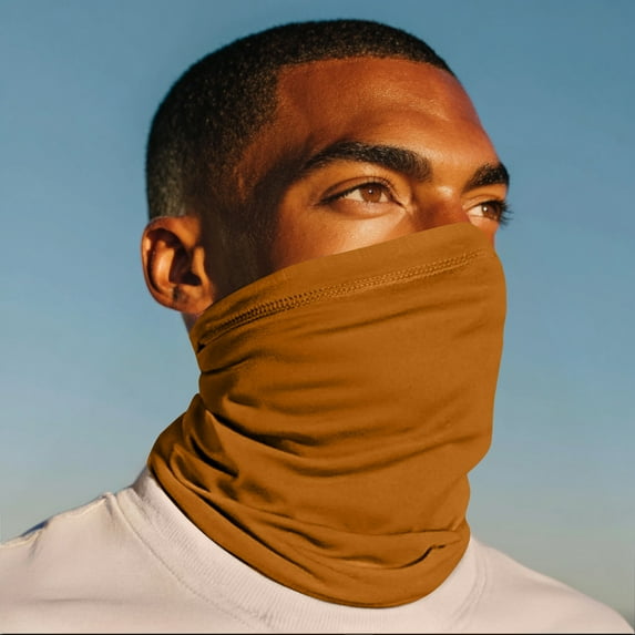 Winter Neck Warmer for Men & Women, Fleece Neck Gaiter Face Scarf, Thick Windproof Gaiter Mask for Cold Weather Sports Light Brown Free