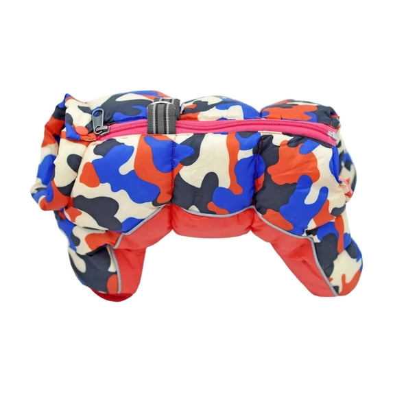 Winter New Dog Coat, Four - Legged Waterproof Cold - Resistant Pet Jacket, Camouflage Windproof Warm Down Cotton Clothing For Dogs, Orange, 22 - Size