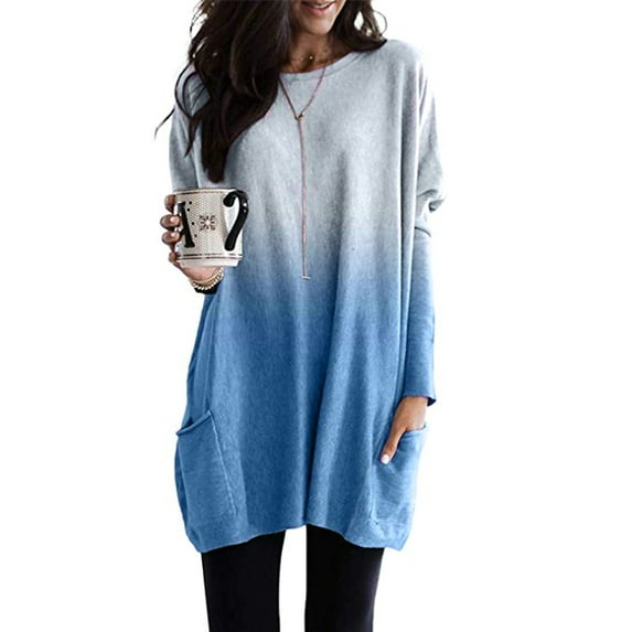 Winter New Long Print Tunic Sweatshirt Blouse Tops Shirt For Women Fashion Ladies Baggy Casual Long Sleeve Jumper Pullover Top Blouse Shirt Size S-5XL